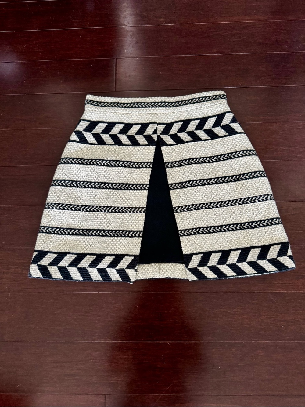 Black and Cream Stripe A-Line Skirt